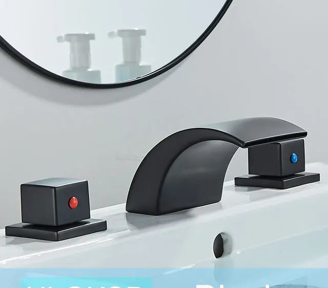 Torneira da bacia do banheiro cristalina alça dupla pia quente e fria torneira misturadora da pia do banheiro deck montado bacia 3 conjunto torneira da banheira