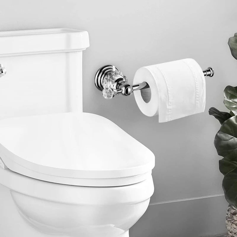 Suporte de rolo de papel dourado cristal, suporte de papel higiênico cromado, suporte de papel de tecido de banheiro de cristal prata cabide de rolo de parede