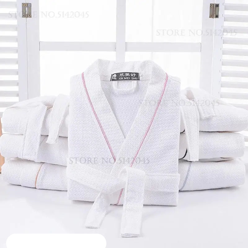 100% algodão casal robe waffle roupão quimono yukata casa roupas casuais feminino sleepwar nightwear primavera verão loungewear