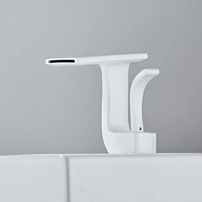 Torneira da cachoeira do banheiro, Torneira de bacia branca e dourada, Misturador de água fria e quente Torneira para pia