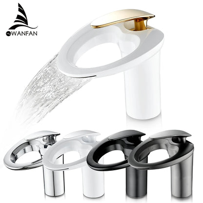 Single Handle Cachoeira Torneira Do Banheiro, Torneiras De Bacia Preta, Torneira Misturadora De Banho, Pia De Latão, Guindaste De Água, Prata, 855964