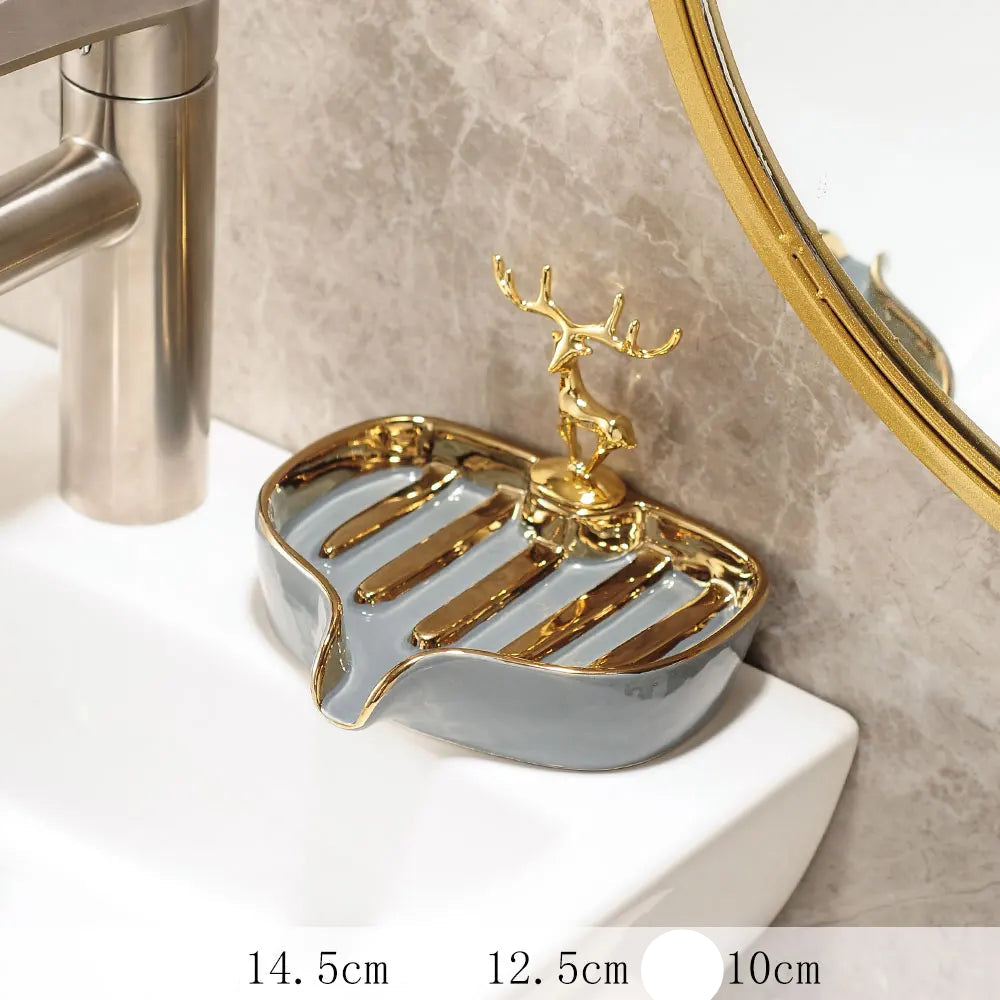 Caixa de sabão cerâmica saboneteira para suprimentos do banheiro dreno água pratos titular produtos mercadorias domésticas jardim