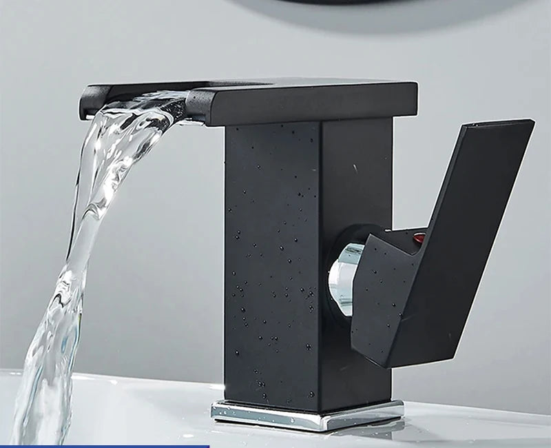 Fmhjfisd led torneira da bacia do banheiro cachoeira único punho único furo torneiras misturadoras do banheiro sensível à temperatura contemporânea