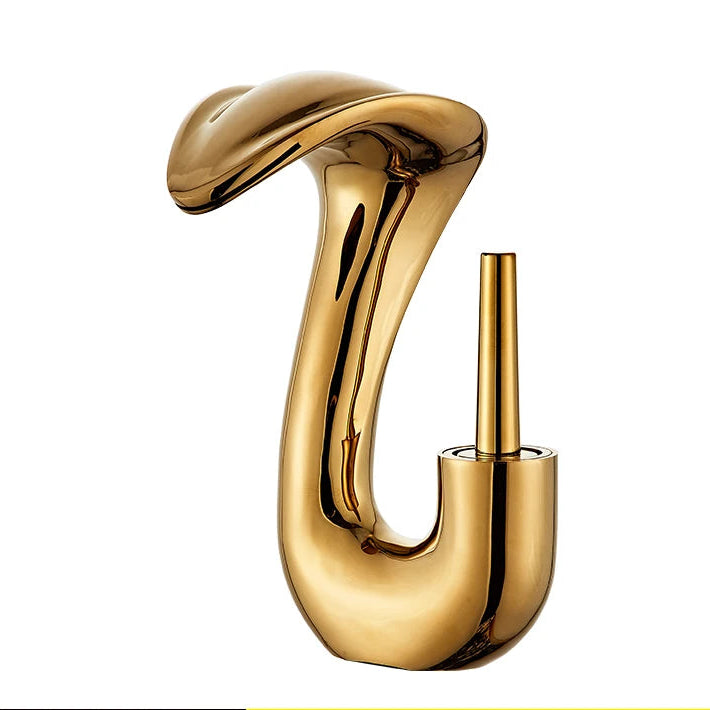 Ouro criativo torneira da bacia de lavagem quente e fria torneiras pia do banheiro único furo torneiras do banheiro deck montado água