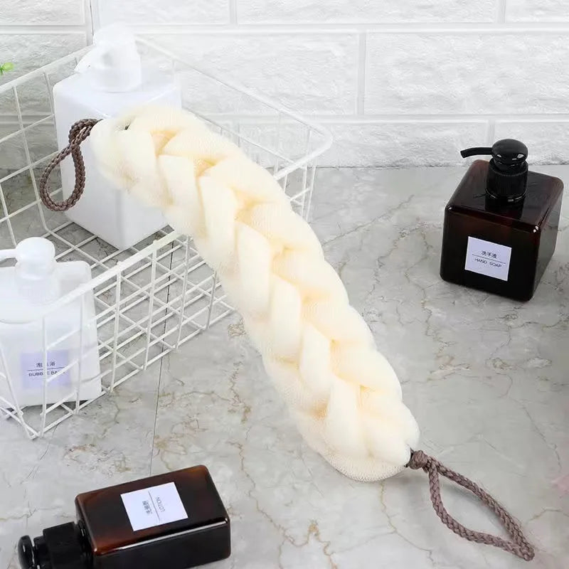 1 pçs alça traseira macia purificador de banho bolhas ricas escova corporal barras de chuveiro malha puff esfoliante massagem banho bola flor banheiro