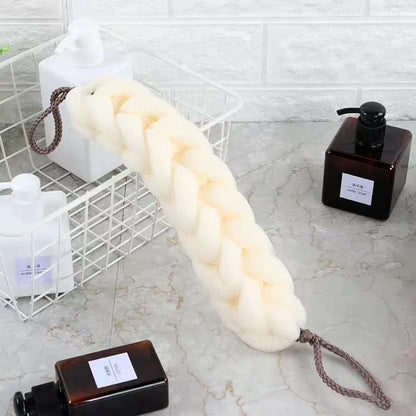 1 pçs alça traseira macia purificador de banho bolhas ricas escova corporal barras de chuveiro malha puff esfoliante massagem banho bola flor banheiro