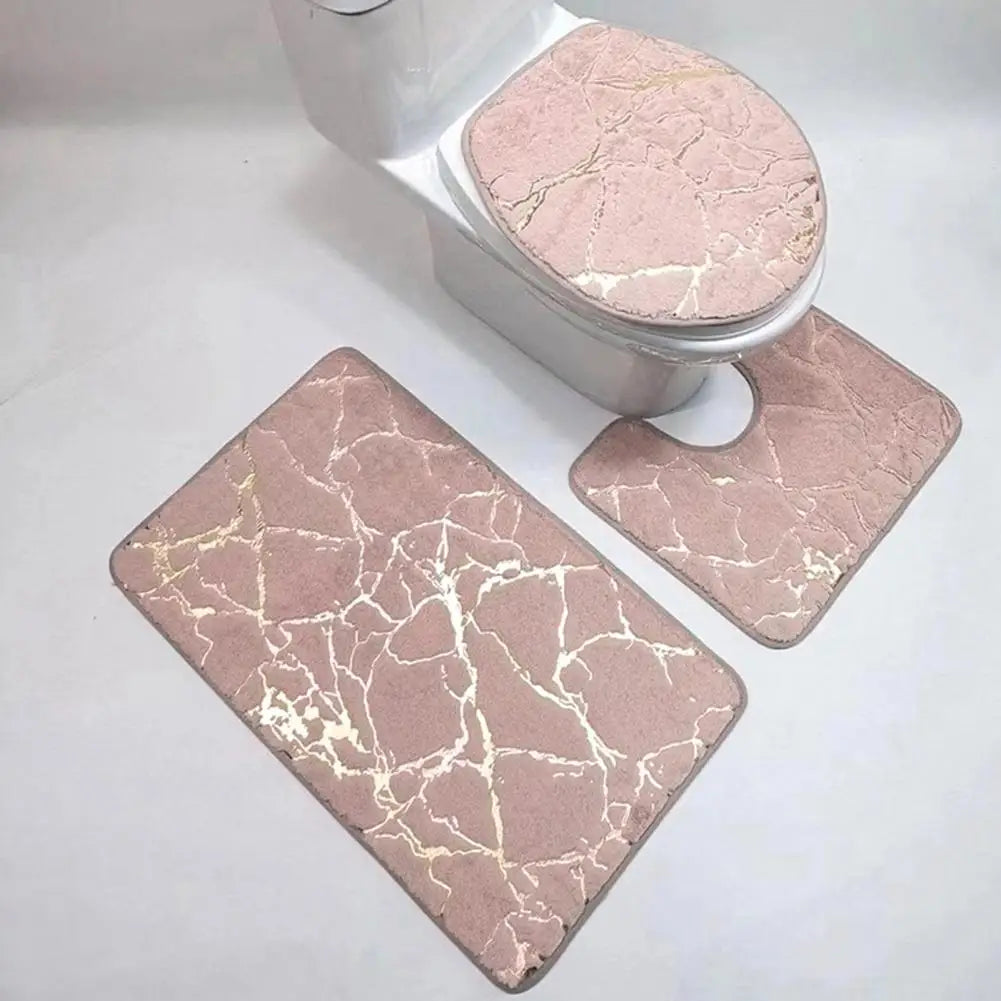 3 pçs/set tapete de toalete poliéster mármore tampa do toalete capa tapete do banheiro listra impressão anti deslizamento chuveiro tapetes acessórios para casa