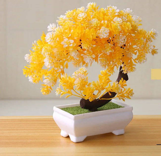 1pc plantas artificiais bonsai pequena árvore simulação plantas flores falsas mesa vaso ornamentos decoração para casa hotel jardim decoração