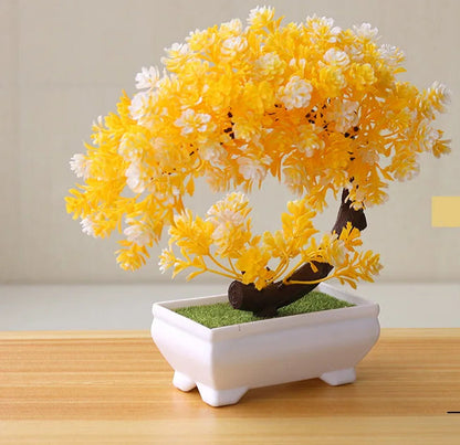 1pc plantas artificiais bonsai pequena árvore simulação plantas flores falsas mesa vaso ornamentos decoração para casa hotel jardim decoração