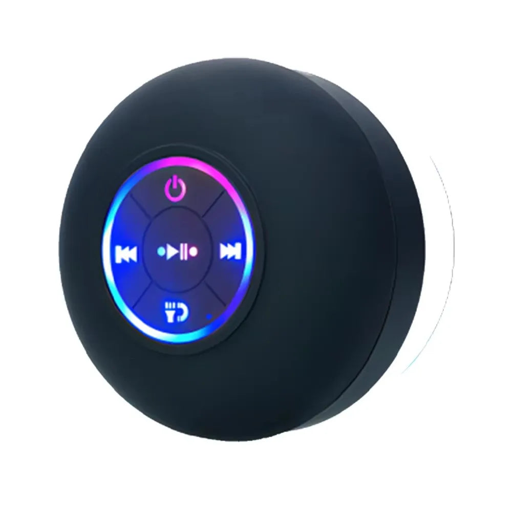 Alto-falante Bluetooth à prova d'água com luzes LED coloridas, ventosa forte e suporte para telefone, mini alto-falante portátil para exterior/espelho