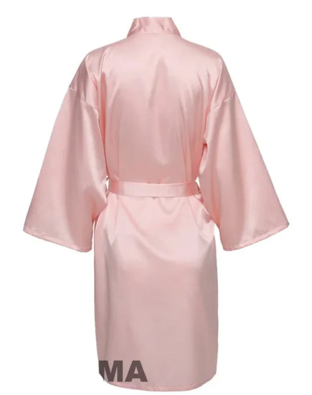 Robe de noiva para festa de casamento, com letras pretas, kimono, cetim, pijama, dama de honra, roupão sp2000