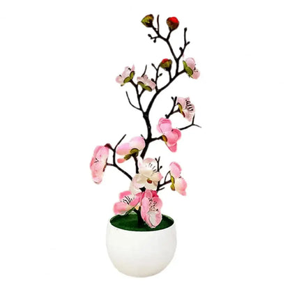 Bonsai flores de seda flores de ameixa planta artificial flores falsas pote flores sakura galhos de árvore decoração do quarto casa