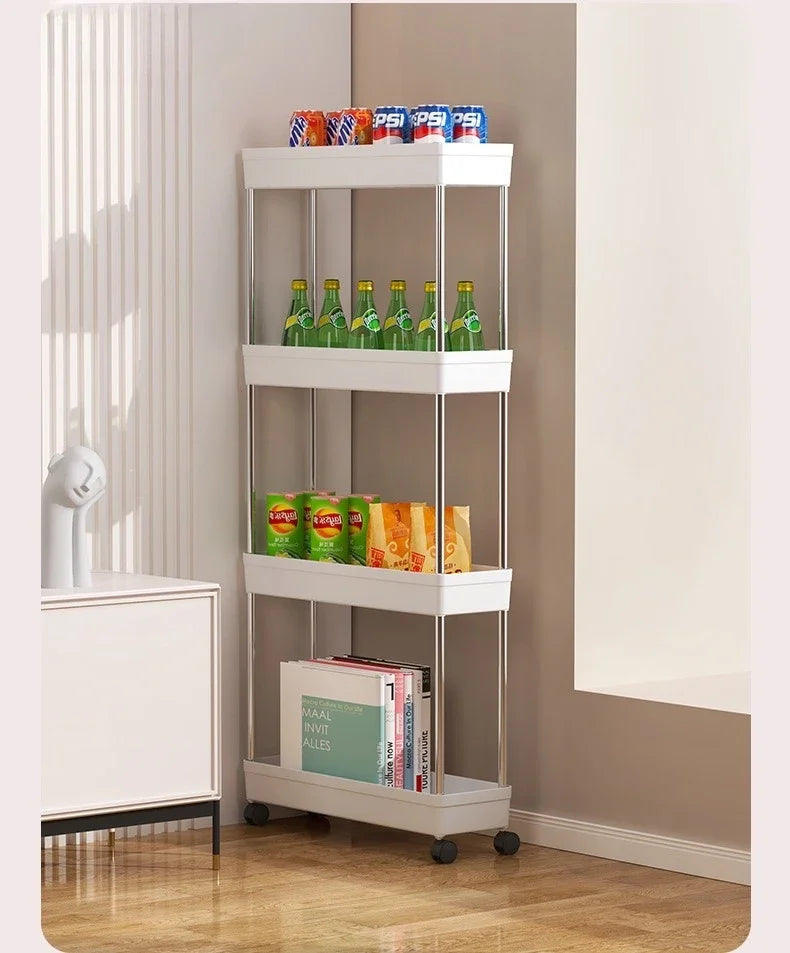 2025 Carrinho de armazenamento de banheiro com rodinhas de 3/4 camadas, organizador multiuso para banheiro, cozinha, escritório