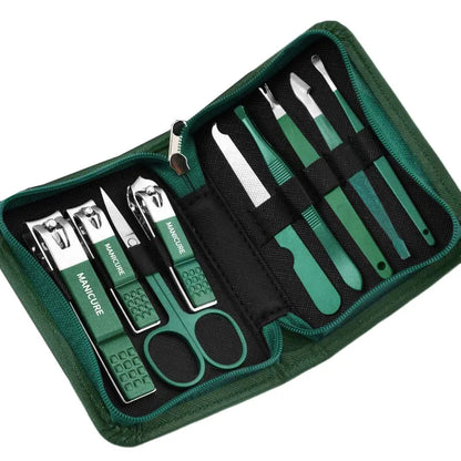 7-18 pçs conjunto de manicure kit cortador de unhas profissional ferramentas de cuidados com as unhas de aço inoxidável com caso de viagem de couro para homem e mulher