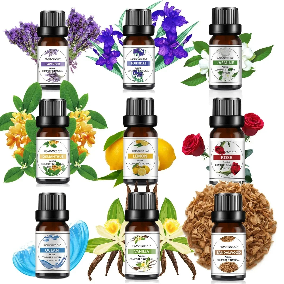 Óleo essencial de 10ml, sabor de frutas, planta natural, difusor, óleo essencial, manga, abacaxi, óleo aromatizante para velas de sabão diy