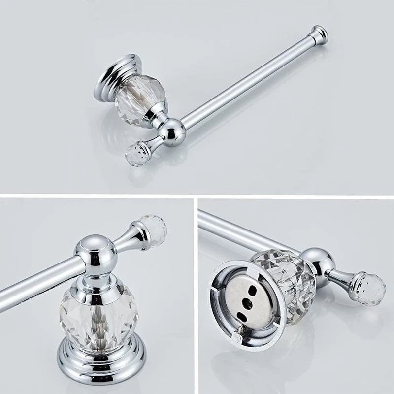 Suporte de rolo de papel dourado cristal, suporte de papel higiênico cromado, suporte de papel de tecido de banheiro de cristal prata cabide de rolo de parede