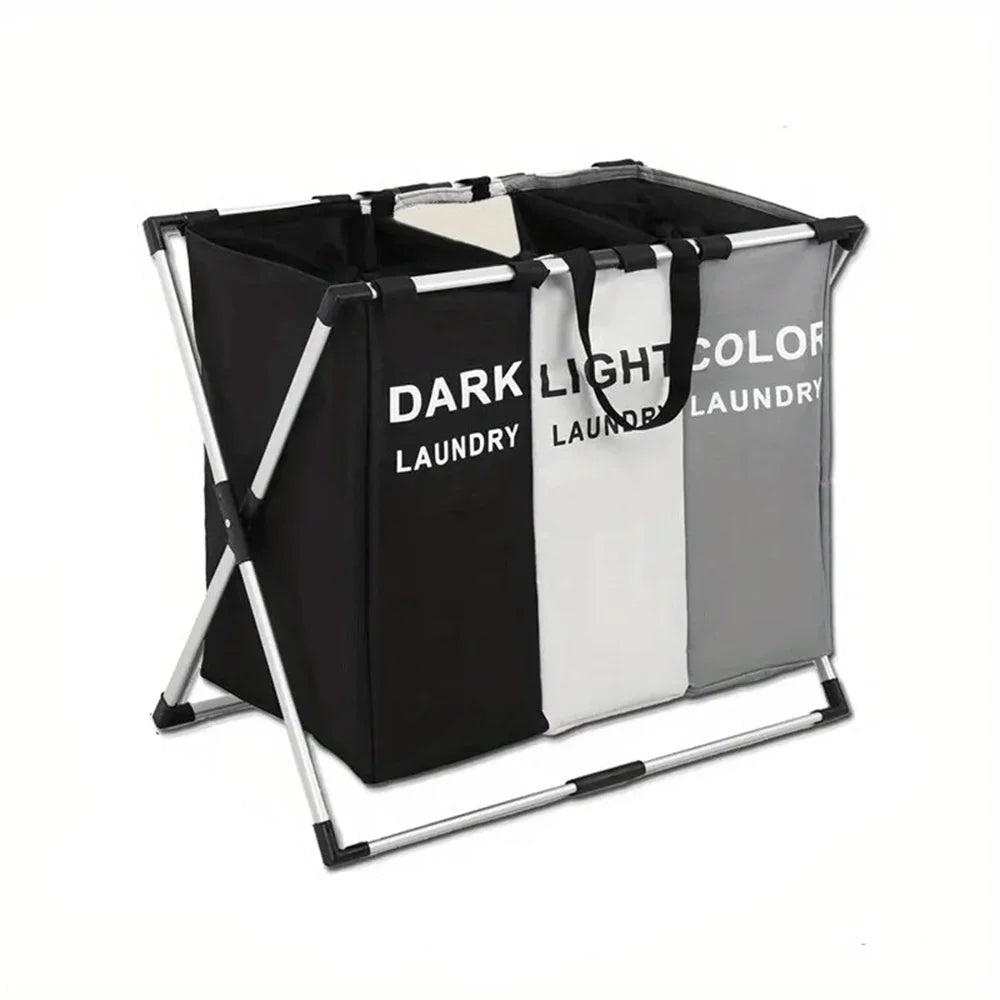 3 grades cesta de lavanderia dobrável organizador de roupas sujas banheiro cesta de armazenamento à prova dwaterproof água grande cesto de lavanderia três grades novo