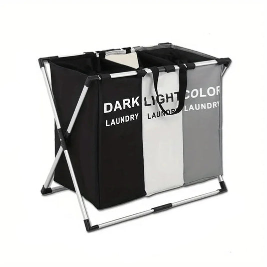 3 grades cesta de lavanderia dobrável organizador de roupas sujas banheiro cesta de armazenamento à prova dwaterproof água grande cesto de lavanderia três grades novo