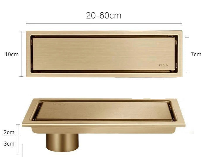 304 de aço inoxidável invisível dreno de chão ouro escondido dreno de chão estendido anti-odor dreno de chuveiro acessórios do banheiro escorredor