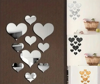 1 conjunto 3d amor corações espelho adesivo de parede decalque arte da parede removível decoração do casamento crianças quarto decoração adesivos de mesa de banheiro