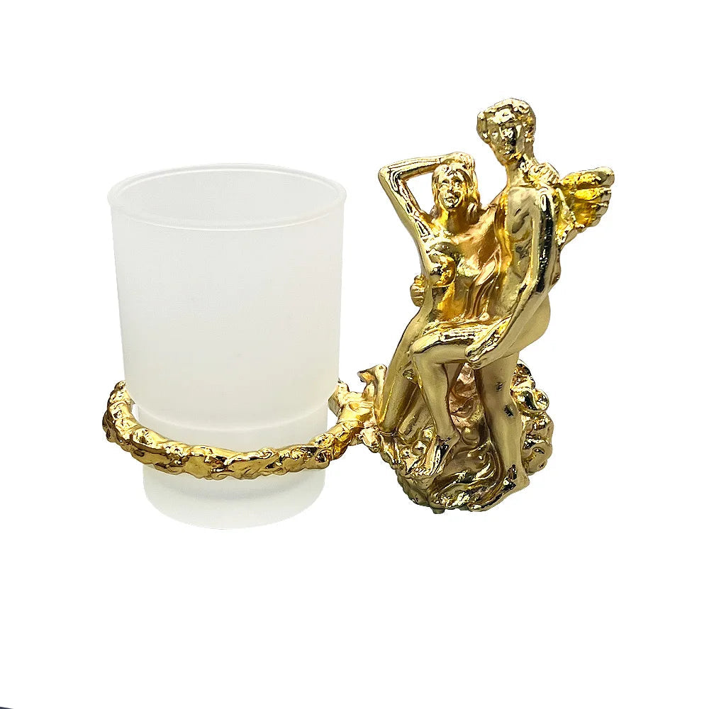 Conjunto de acessórios de hardware de chuveiro de banheiro romântico de montagem na parede, anel de toalha e gancho de robe, suporte de papel higiênico barra de toalha MB-0810B