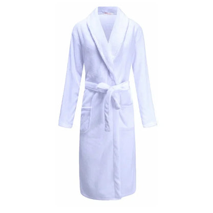Casais estilo hotel longo roupão de banho coral velo flanela branco vestido de manhã feminino pijamas masculinos outono inverno