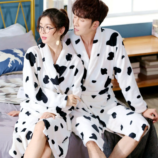 Casais estilo hotel longo roupão de banho coral velo flanela branco vestido de manhã feminino pijamas masculinos outono inverno