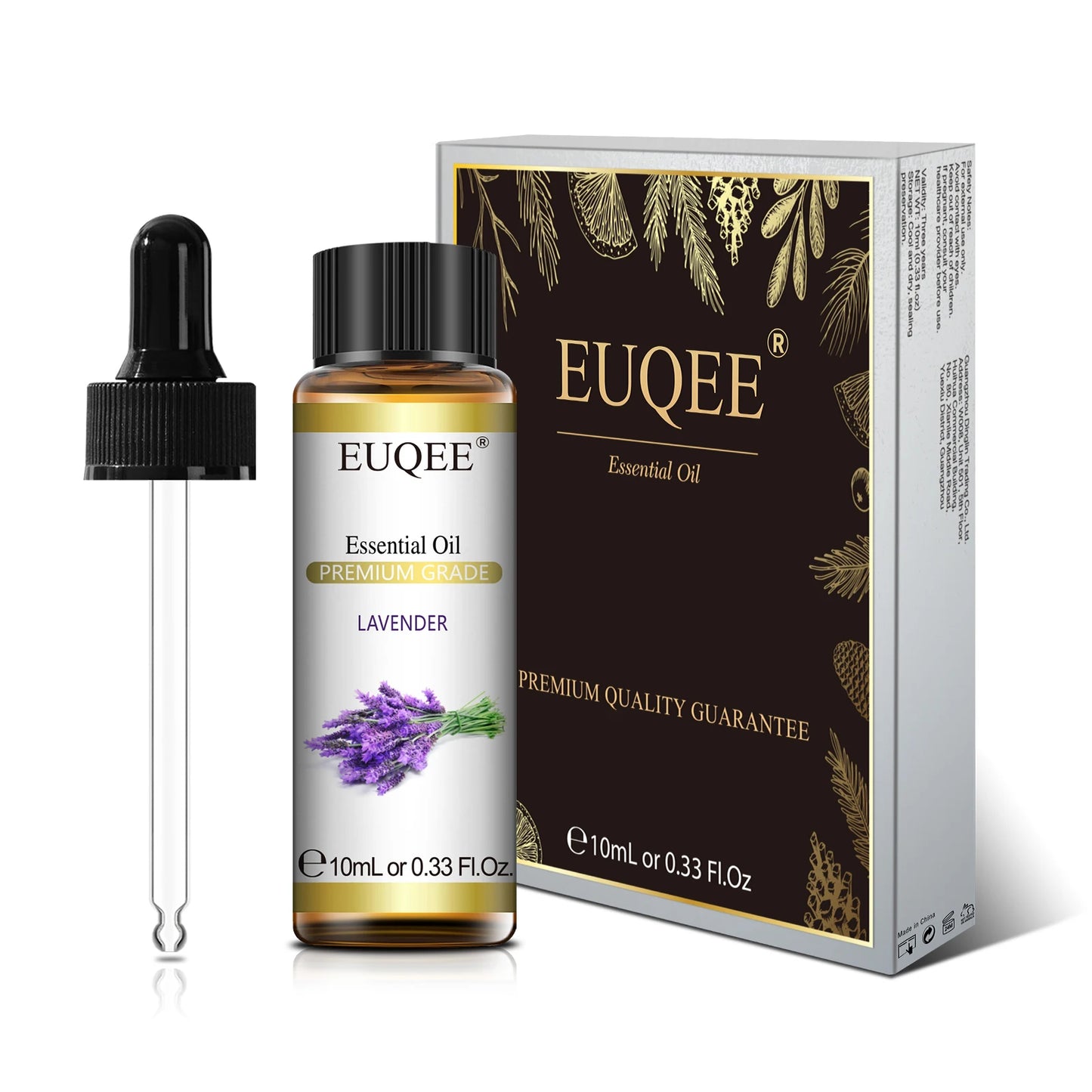 Euqee 10ml óleo essencial de planta natural com conta-gotas para difusor umidificador lavanda jasmim eucalipto baunilha óleos essenciais