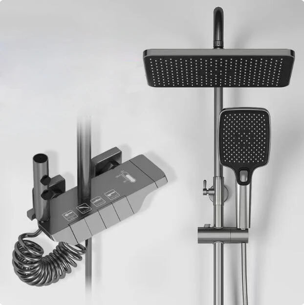 Conjunto de sistema de chuveiro inteligente para banheiro, banheira, chuvas, display digital, misturador de temperatura, conjuntos de torneira de chuveiro com lâmpada atmosférica
