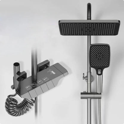 Conjunto de sistema de chuveiro inteligente para banheiro, banheira, chuvas, display digital, misturador de temperatura, conjuntos de torneira de chuveiro com lâmpada atmosférica