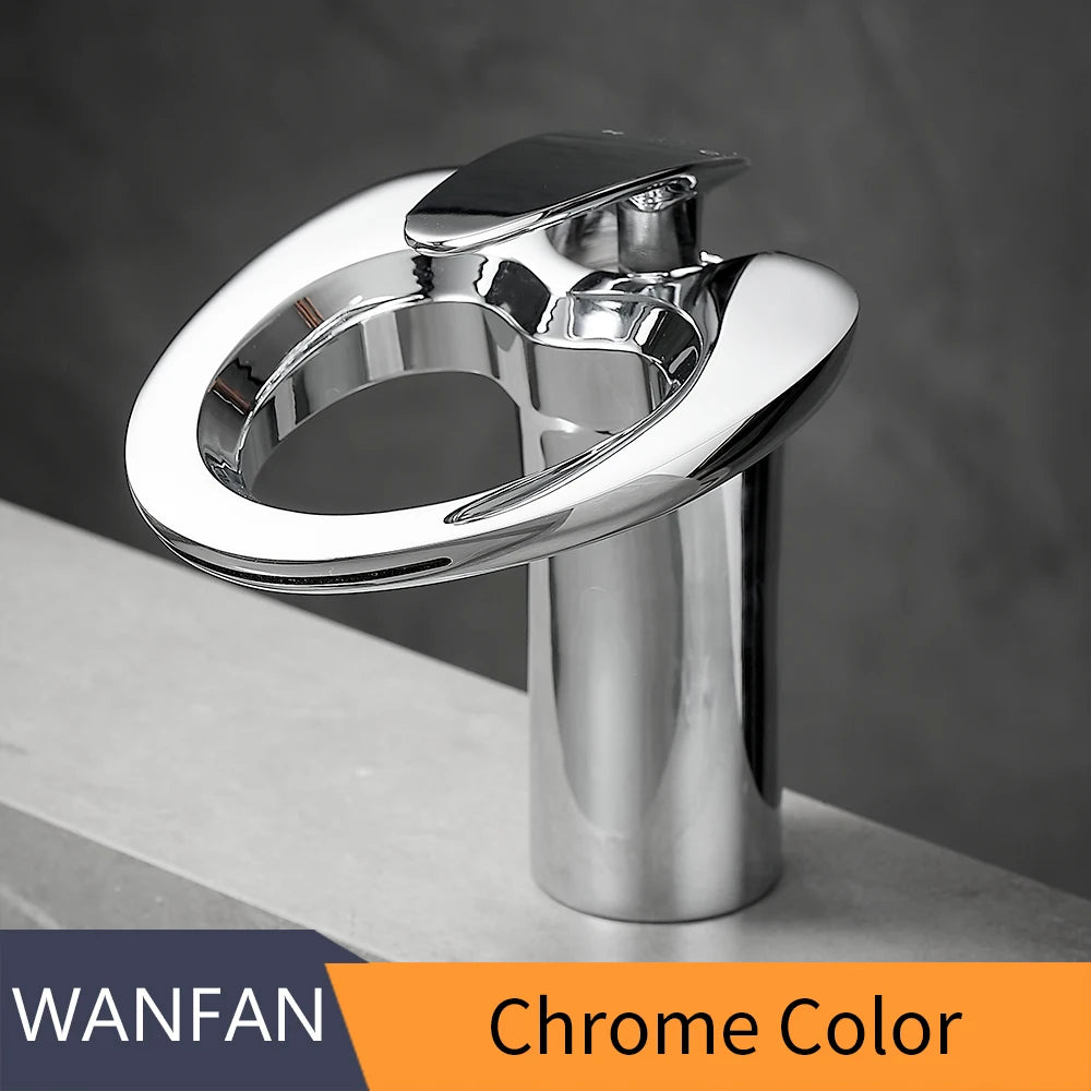 Single Handle Cachoeira Torneira Do Banheiro, Torneiras De Bacia Preta, Torneira Misturadora De Banho, Pia De Latão, Guindaste De Água, Prata, 855964