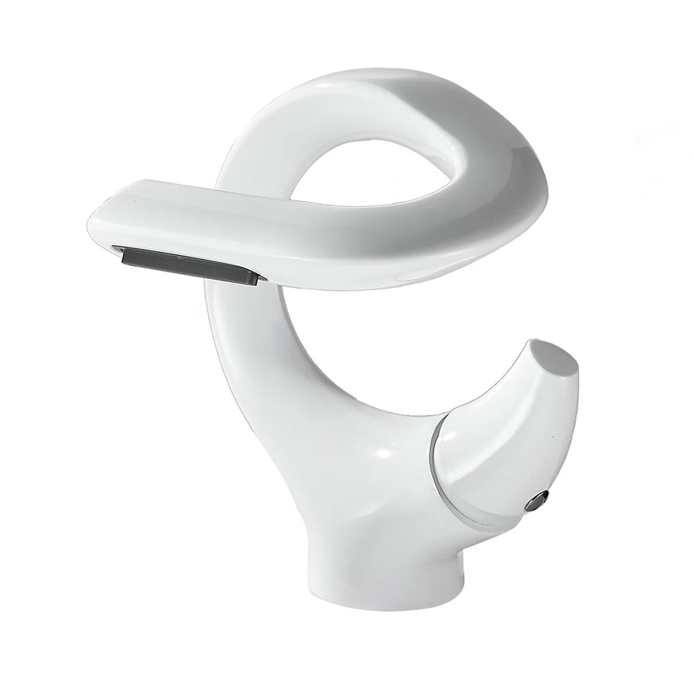 Torneira de lavatório de banheiro, Torneira misturadora de água quente e fria em cachoeira, Guindaste único, Torneira misturadora preta cromada, Novo design