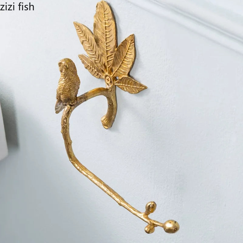 Suporte De Guardanapo De Metal Montado Na Parede, suportes De Papel Higiênico, cremalheira Do Armazenamento De Tecido De Toalha, folha De Cobre, pássaro