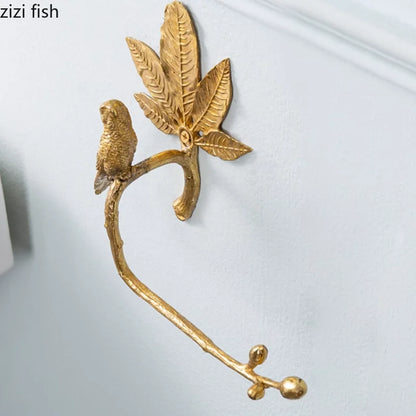 Suporte De Guardanapo De Metal Montado Na Parede, suportes De Papel Higiênico, cremalheira Do Armazenamento De Tecido De Toalha, folha De Cobre, pássaro