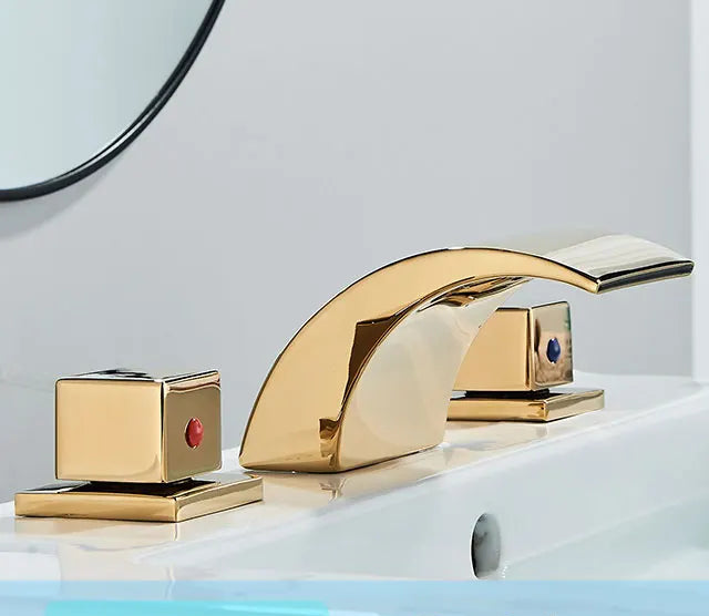 Torneira da bacia do banheiro cristalina alça dupla pia quente e fria torneira misturadora da pia do banheiro deck montado bacia 3 conjunto torneira da banheira