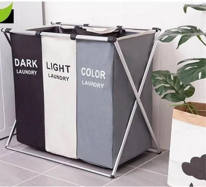 3 grades cesta de lavanderia dobrável organizador de roupas sujas banheiro cesta de armazenamento à prova dwaterproof água grande cesto de lavanderia três grades novo