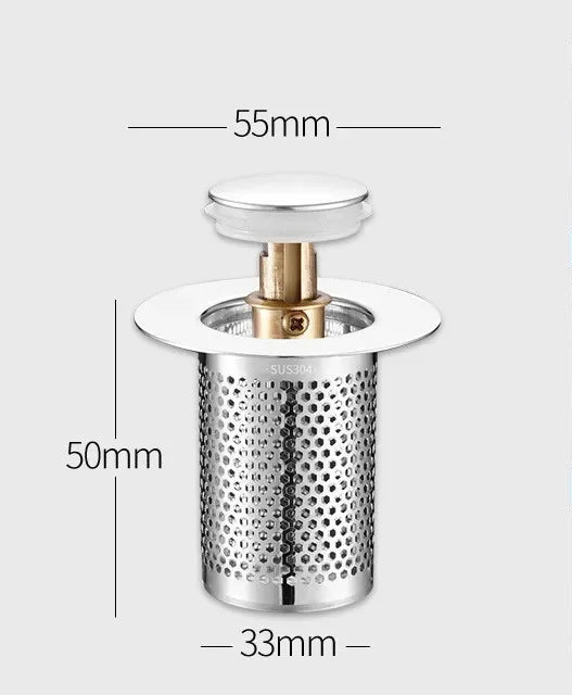 Filtro de drenagem de chão de aço inoxidável, plugue de lavatório, anti odor, pop-up, núcleo de salto, rolha de cabelo, coletor de pia de chuveiro