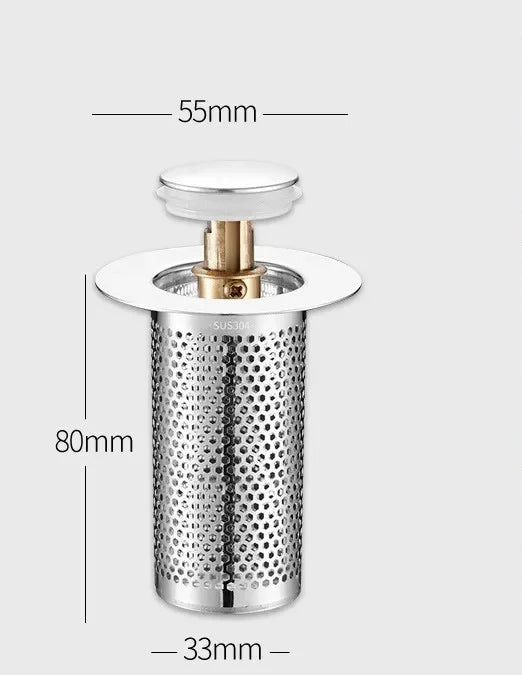 Filtro de drenagem de chão de aço inoxidável, plugue de lavatório, anti odor, pop-up, núcleo de salto, rolha de cabelo, coletor de pia de chuveiro